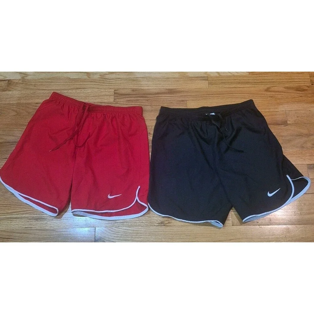Lot of 2 Nike Dri-Fit Slim Fit Laser Woven Shorts Red Black Men's Medium